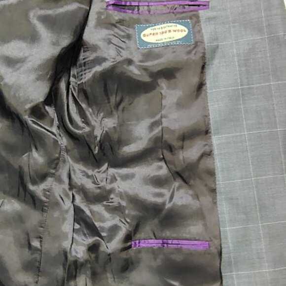 Earvin Magic Johnson Made In Italy 2 Piece Suit Mens 42L 33x32 Gray Check Wool - Picture 4 of 16